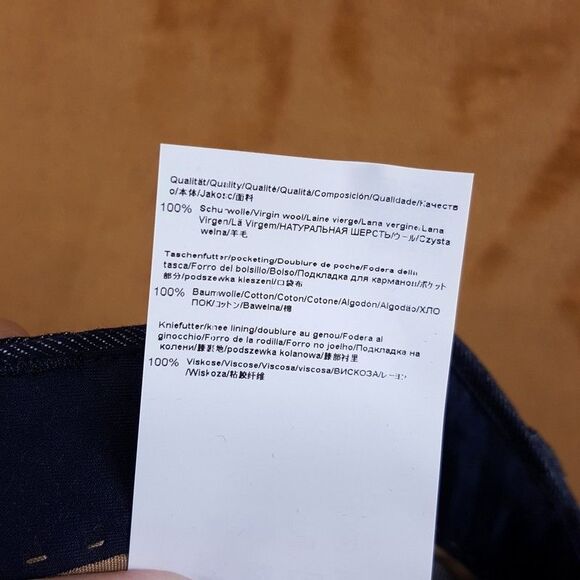 HUGO BOSS Pants Mens Size 32 Navy Relaxed Pleated Denim Effect Virgin Wool $645 - Picture 7 of 11